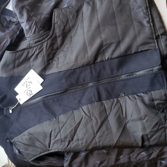 Alpha Black Wool Blend Winter Jacket M NWT - Picture 5 of 7